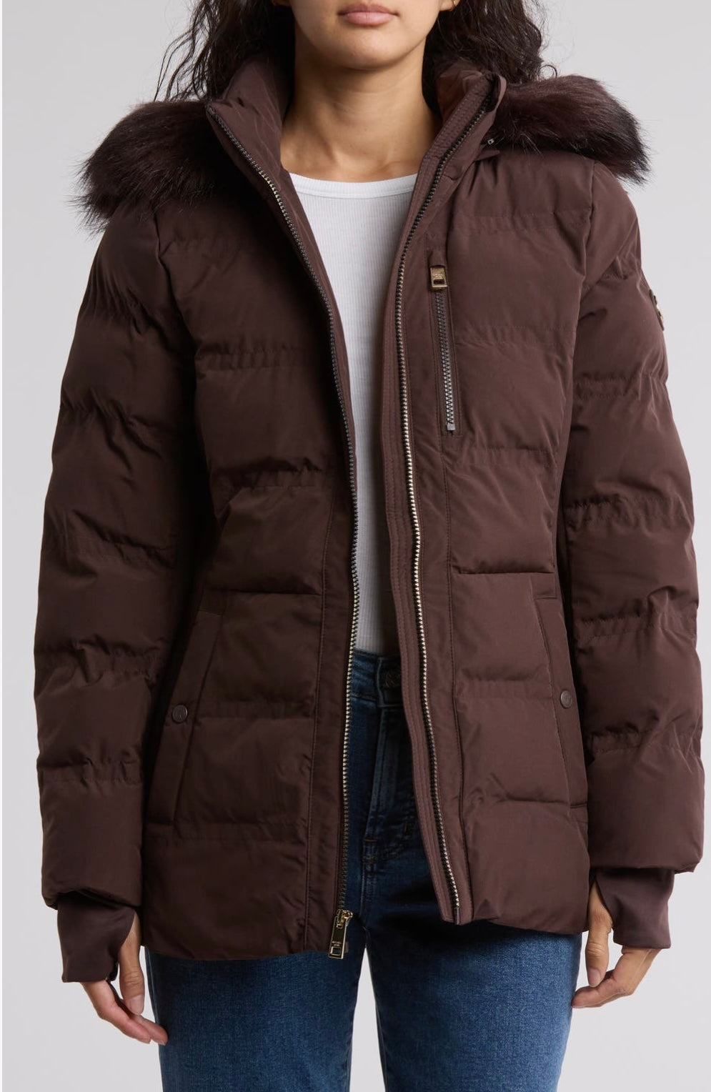 Michael kors faux fur hooded puffer Jacket