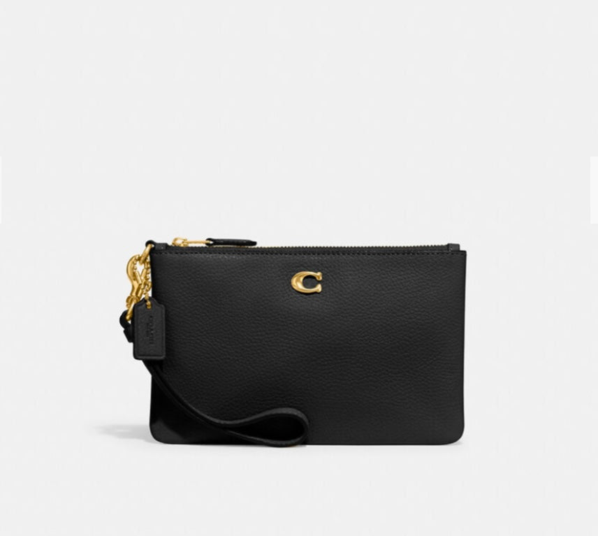 Coach Polished Pebble Leather Small Zip-Top Wristlet