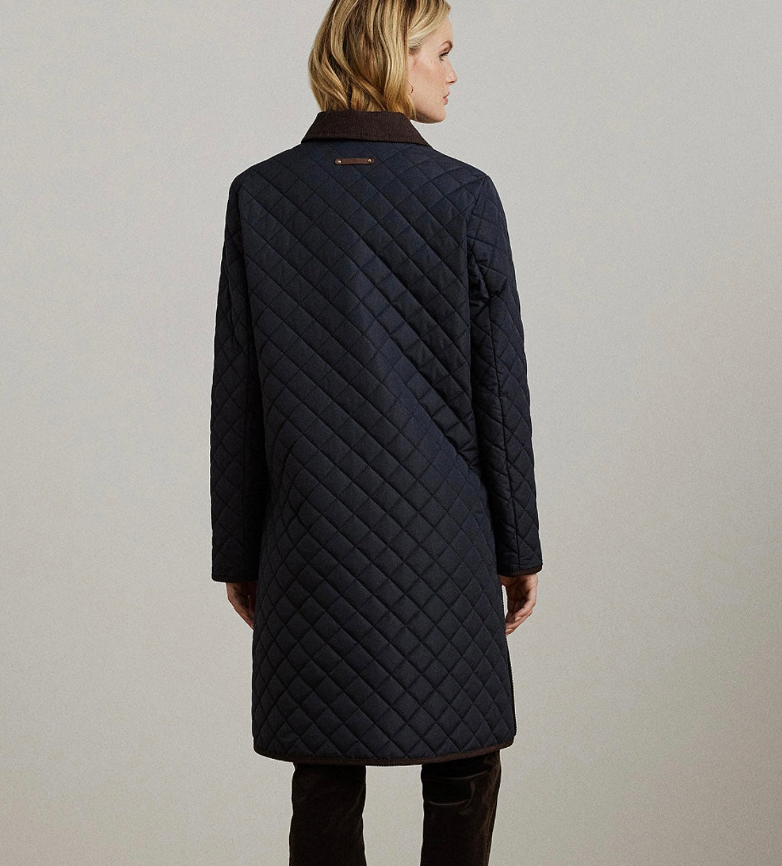 Women's Collared Quilted Coat/Navy