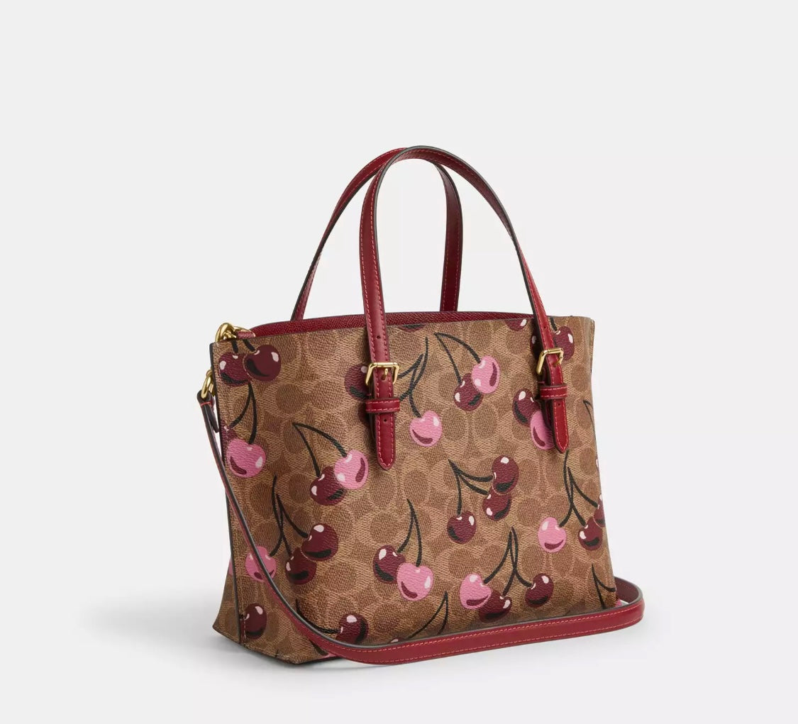 Mollie Tote Bag 25 In Signature Canvas With Cherry Print🍒