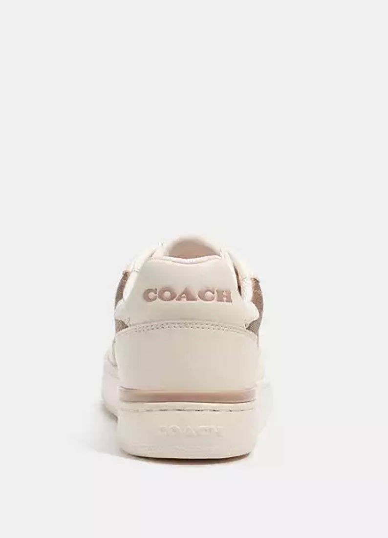 Clip Court Low Top Sneaker In Signature Canvas Khaki/Chalk