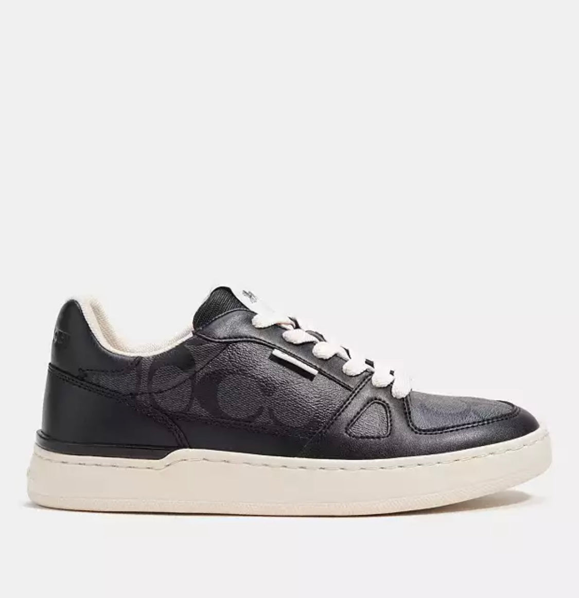 Clip Court Low Top Sneaker In Signature Canvas Charcoal/Black