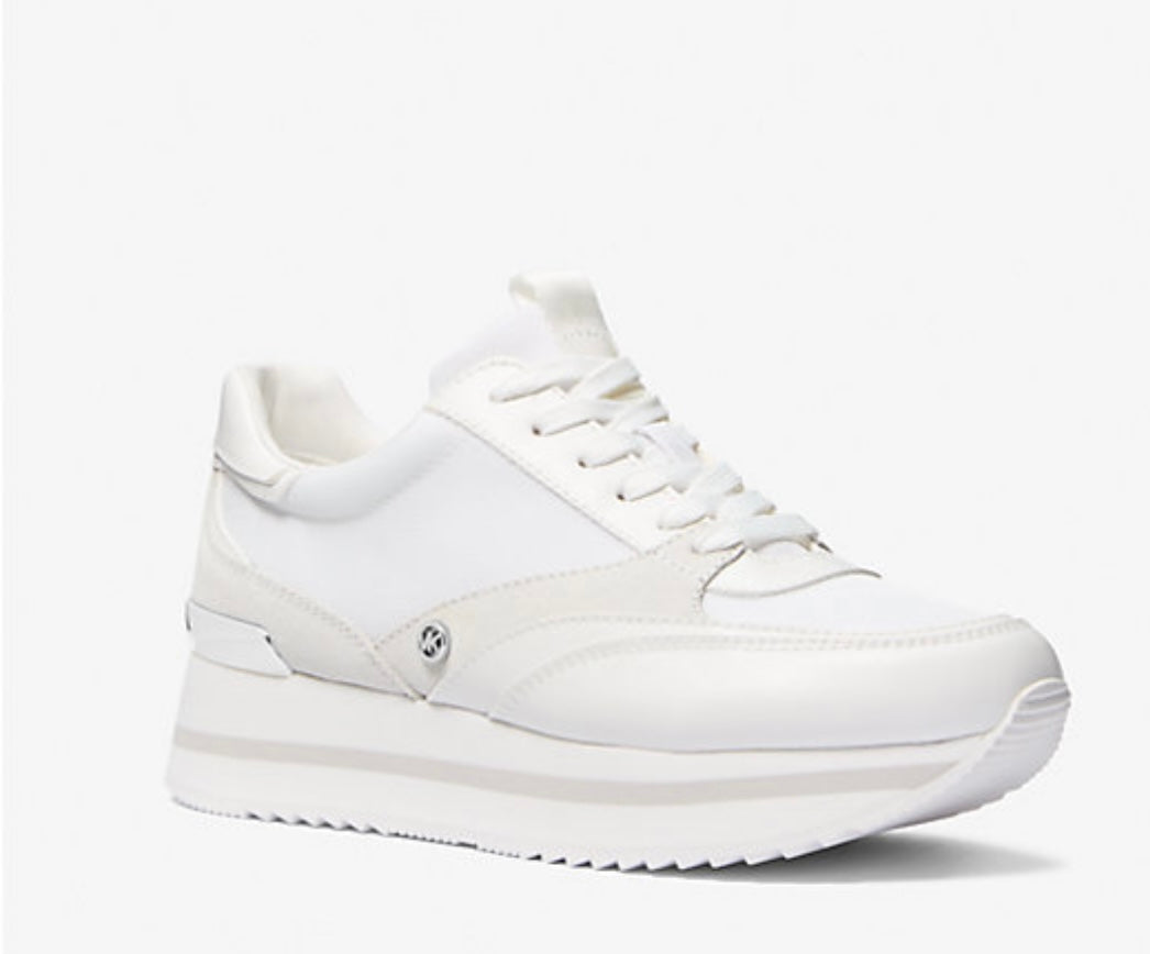 Mariah Mixed-Media Trainer/Optic white