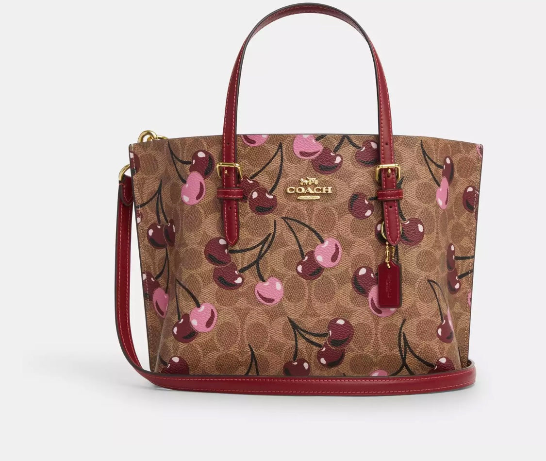 Mollie Tote Bag 25 In Signature Canvas With Cherry Print🍒