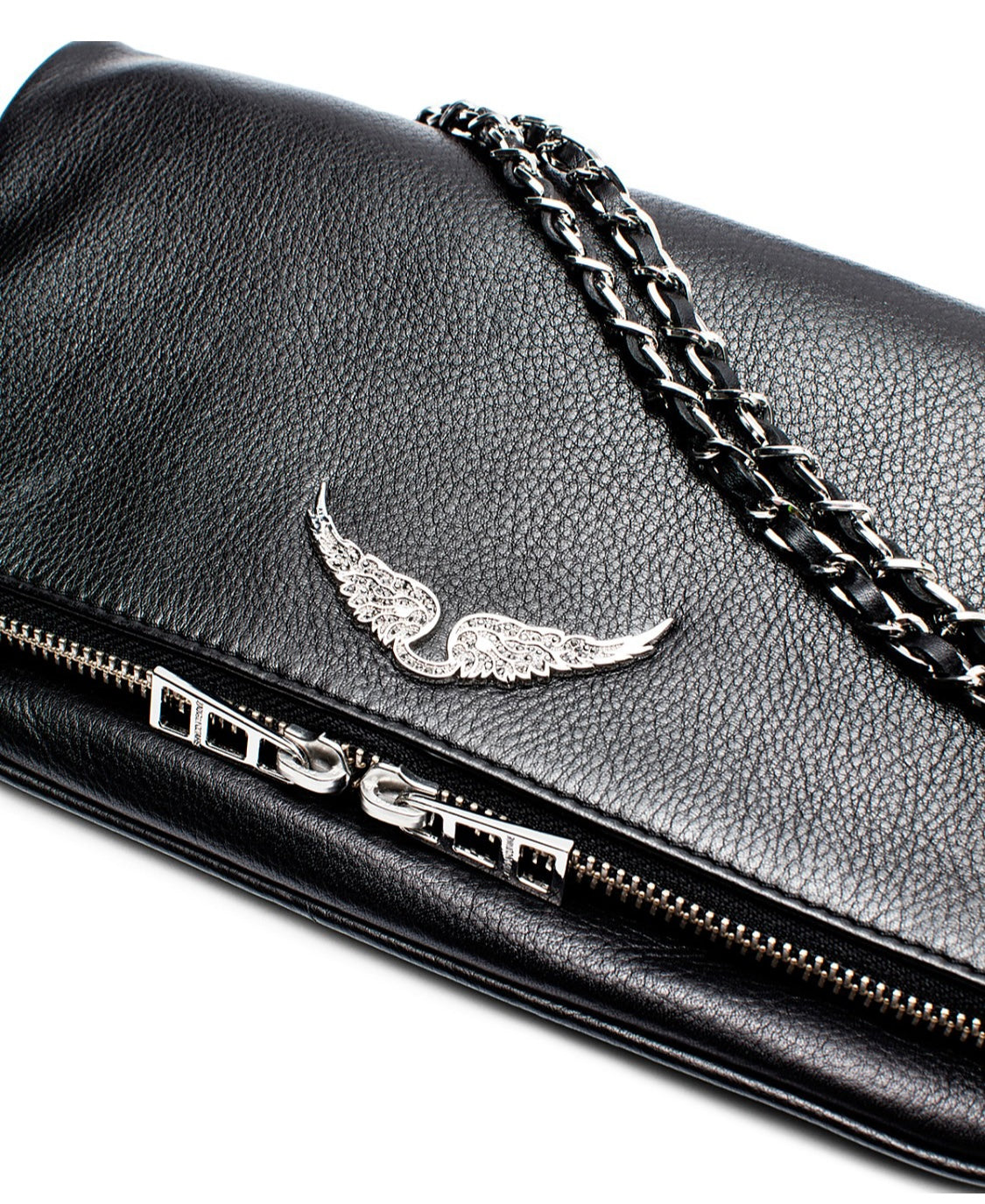 ZADIG & VOLTAIRE Rock Leather Shoulder Bag / Silver