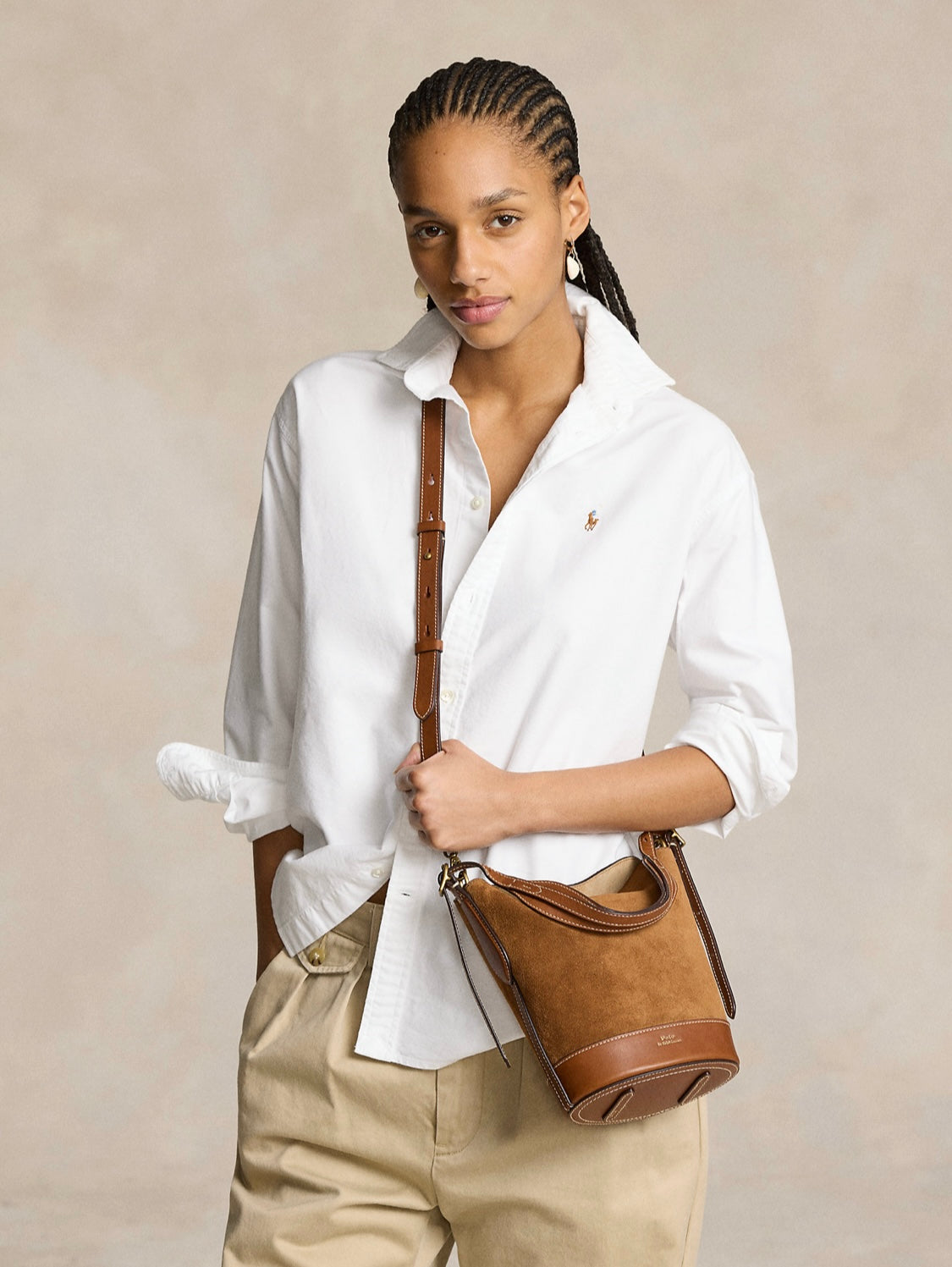 Suede bucket bag
