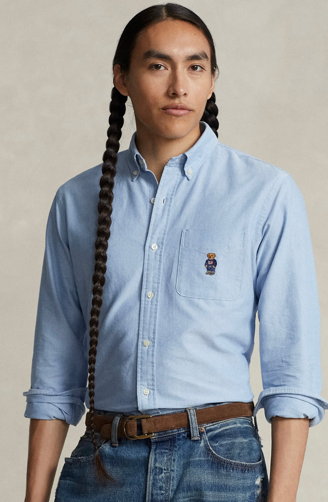 Erkek oxford ayıcıklı gömlek classic kesim