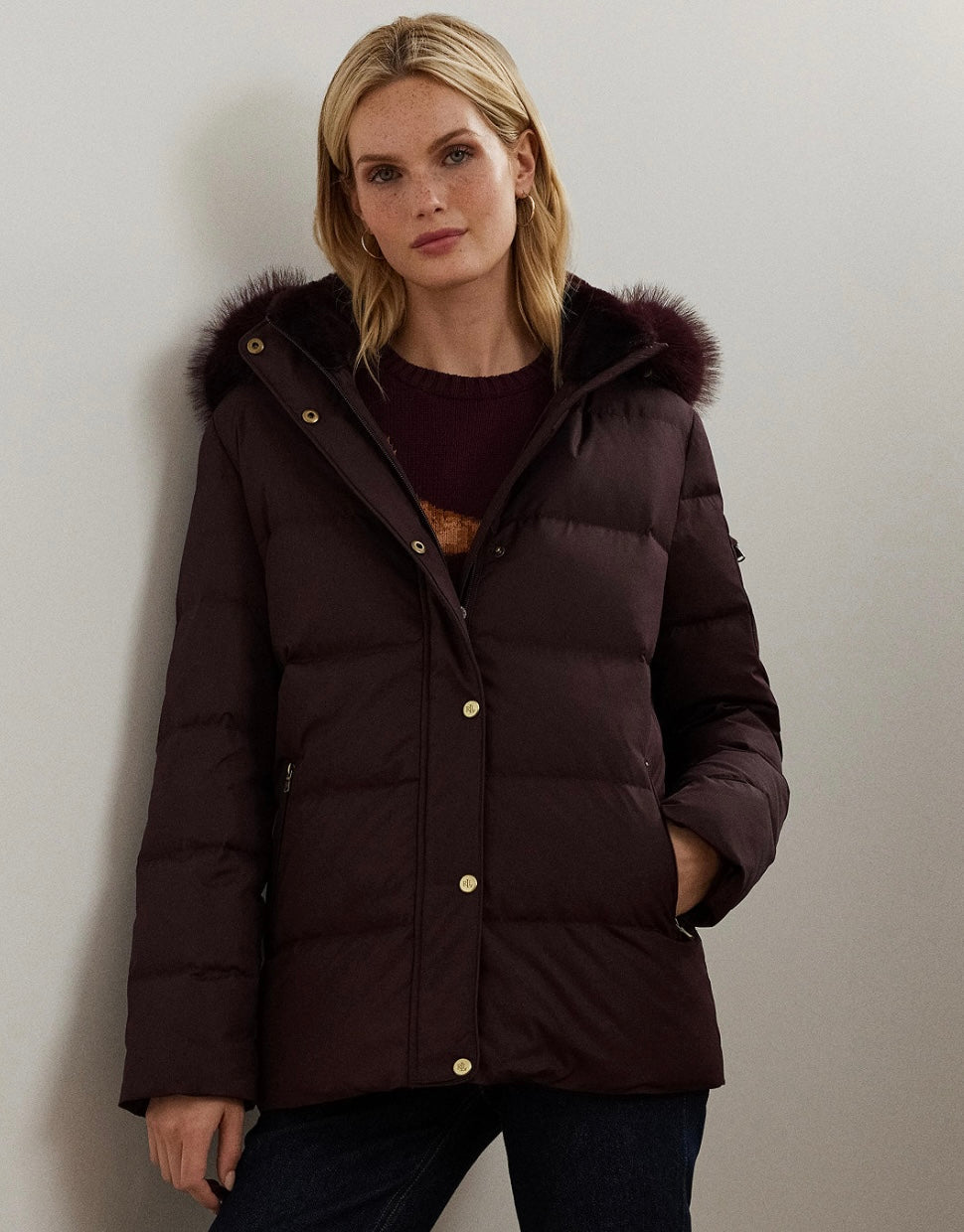 Women's Faux-Fur Hooded Puffer mont