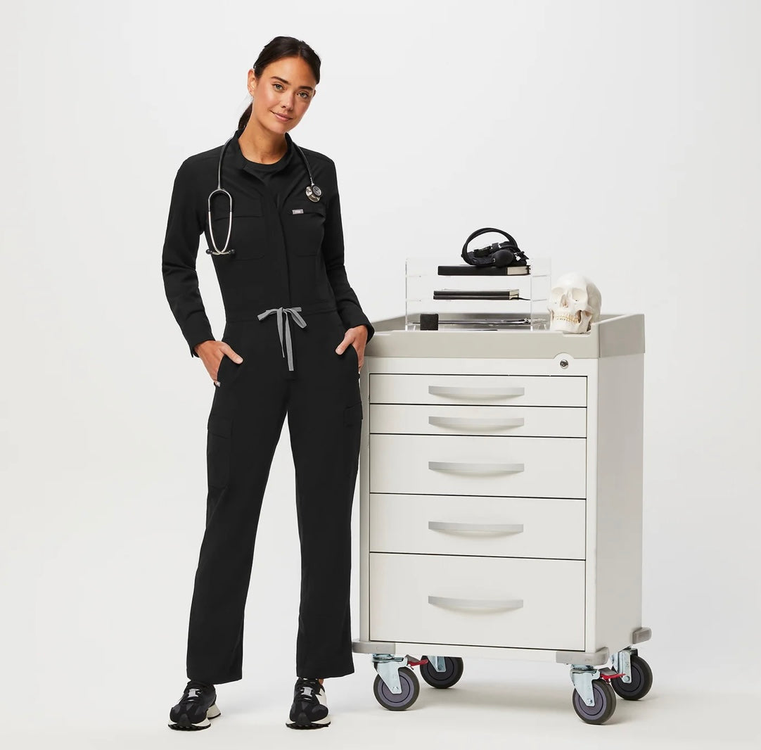 Chantal Cargo ScrubJumpsuit / Black