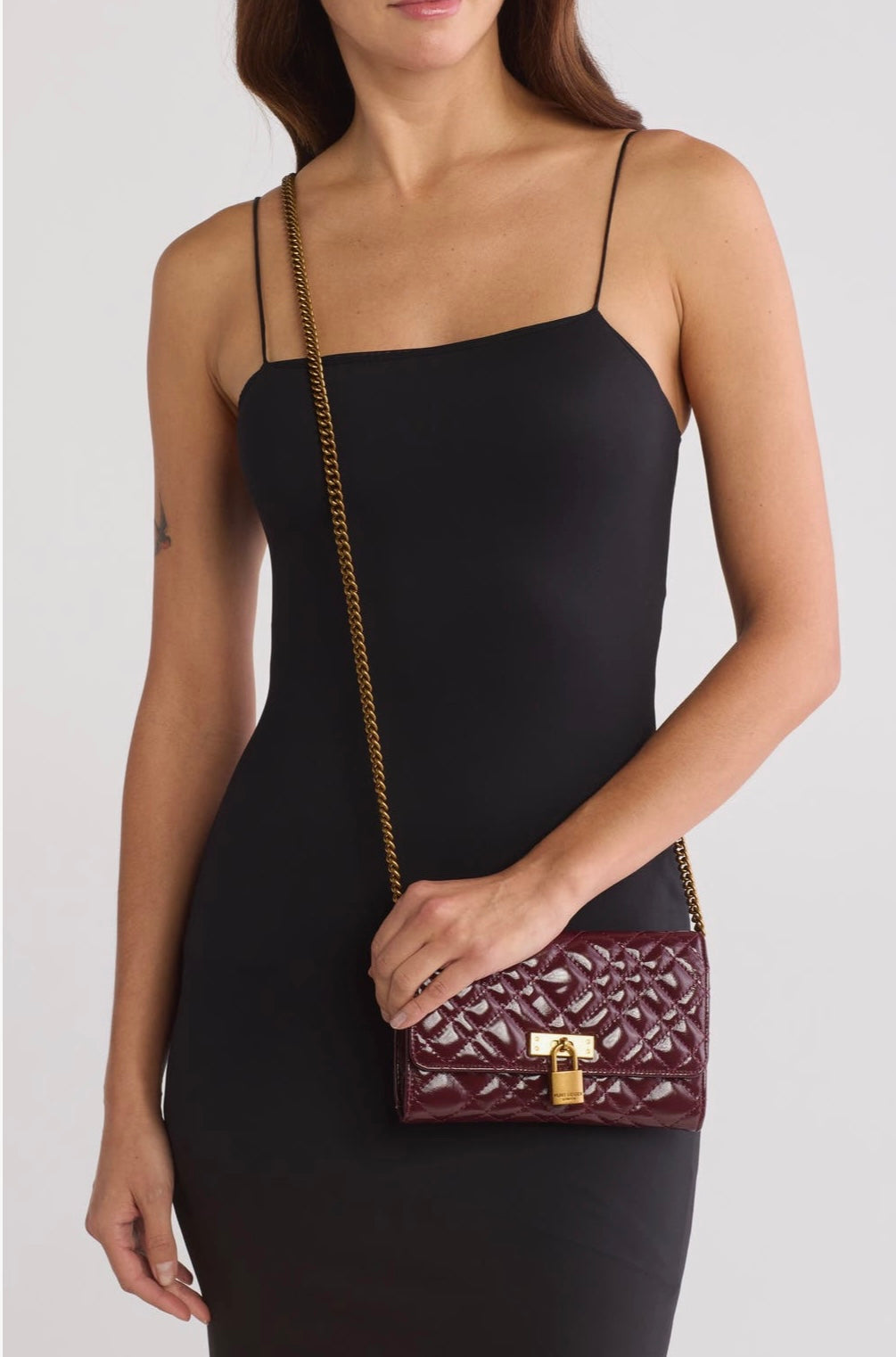Kurt Geiger Brixton leather chain wallet /Bordo