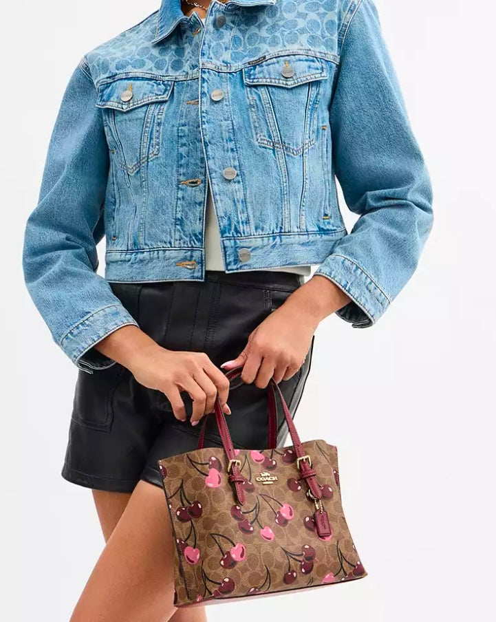 Mollie Tote Bag 25 In Signature Canvas With Cherry Print🍒