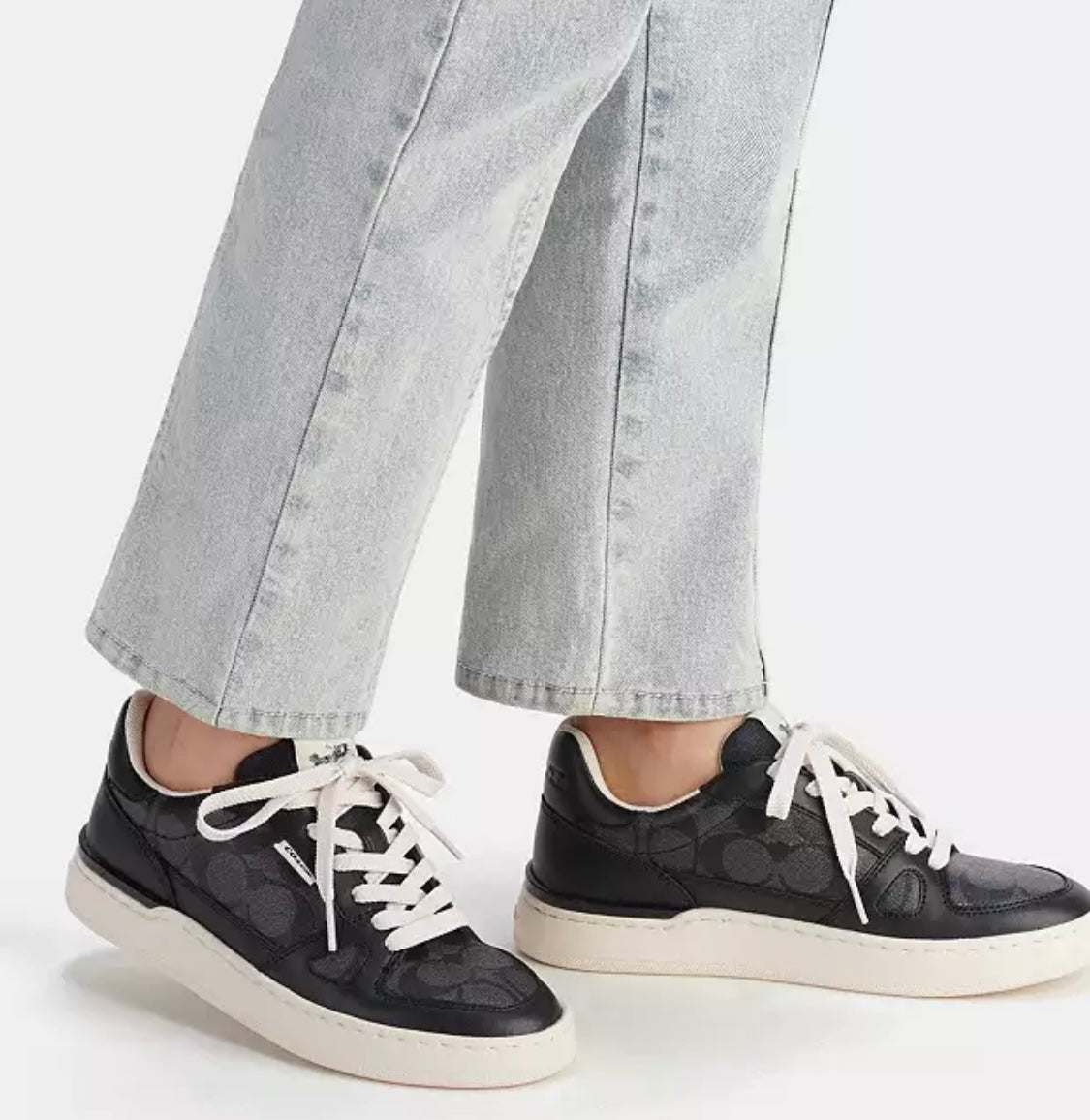Clip Court Low Top Sneaker In Signature Canvas Charcoal/Black