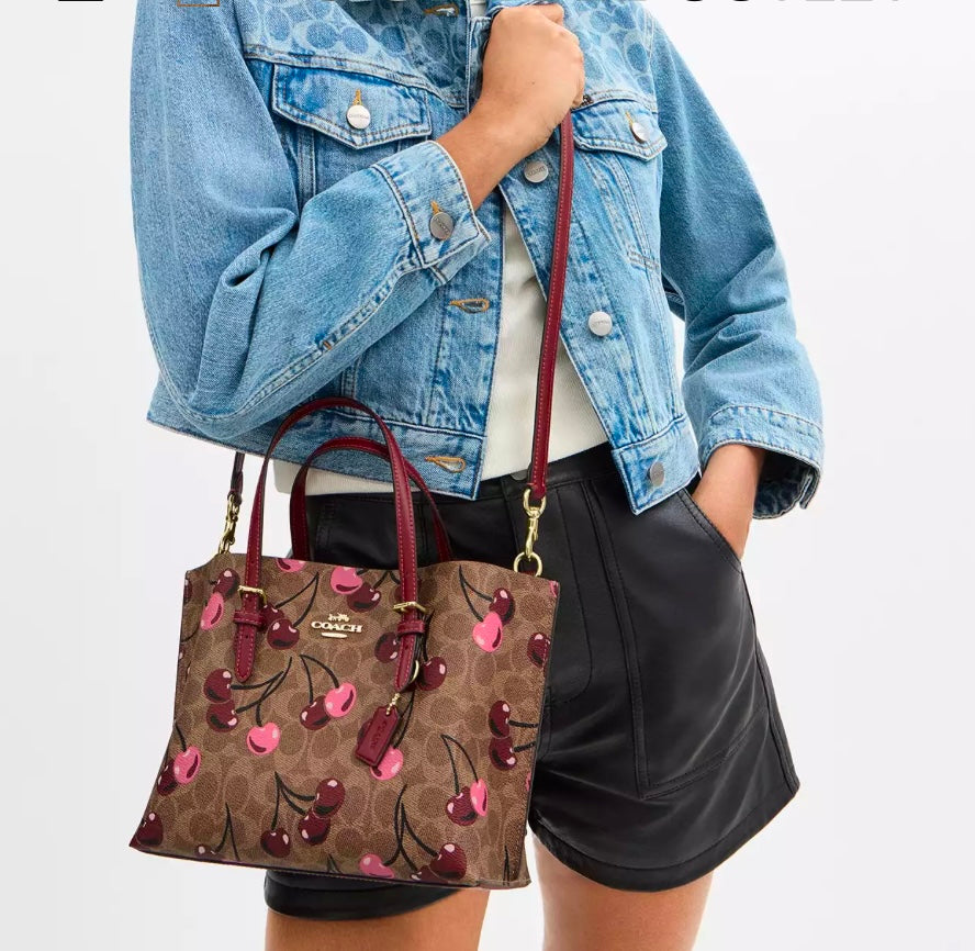 Mollie Tote Bag 25 In Signature Canvas With Cherry Print🍒
