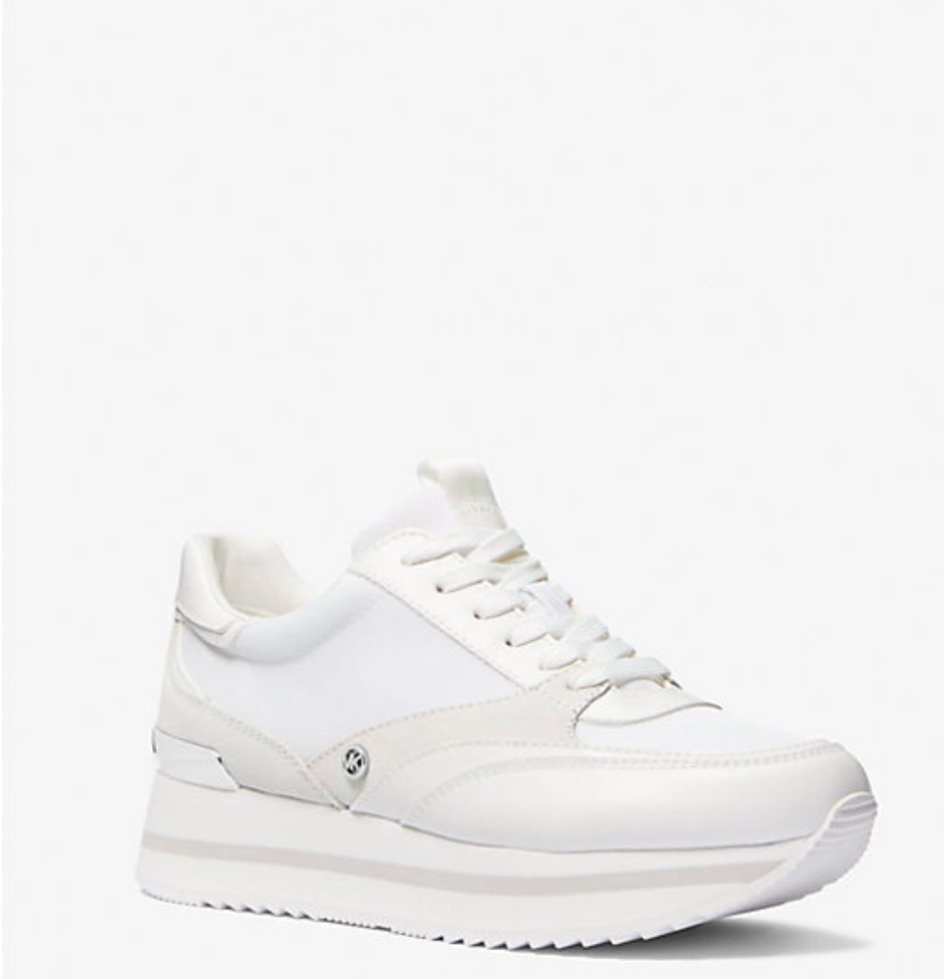 Mariah Mixed-Media Trainer/Optic white