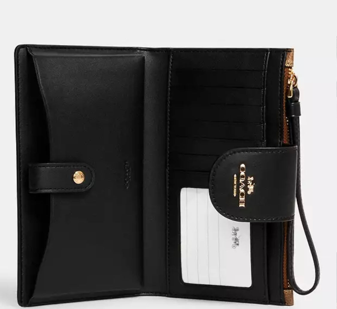 Phone Wallet In Colorblock Signature Canvas