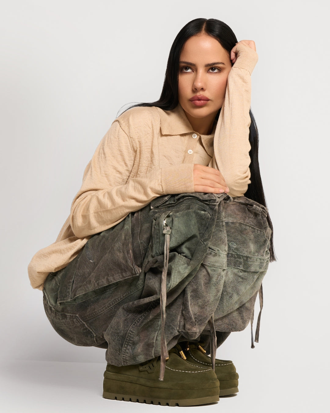 Naked Wolf BLIZZARD DARK OLIVE SUEDE/SHEARLING