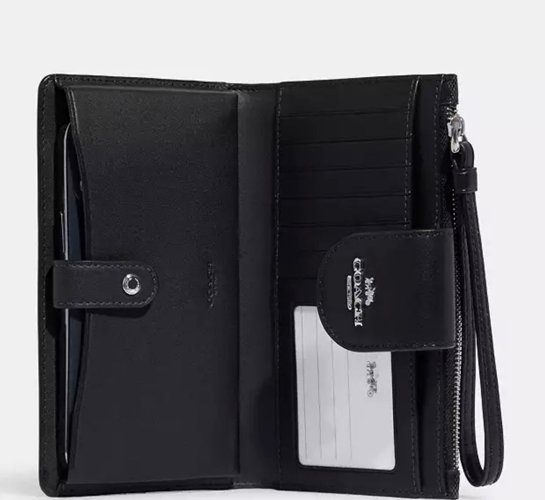 Phone Wallet In Colorblock Signature Canvas