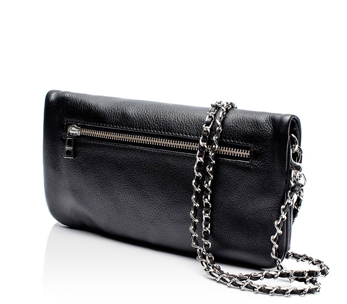 ZADIG & VOLTAIRE Rock Leather Shoulder Bag / Silver