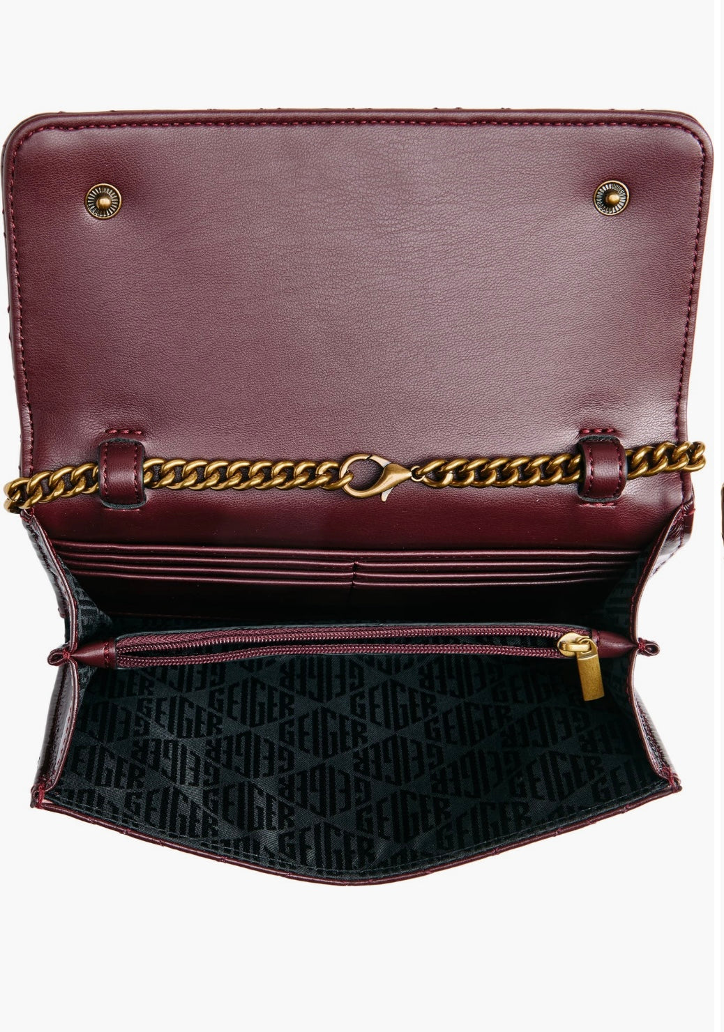 Kurt Geiger Brixton leather chain wallet /Bordo