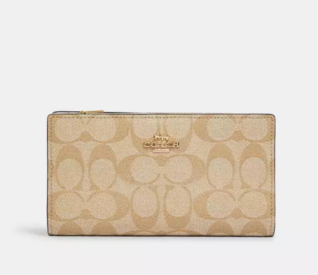 Slim Zip Wallet In Signature Canvas