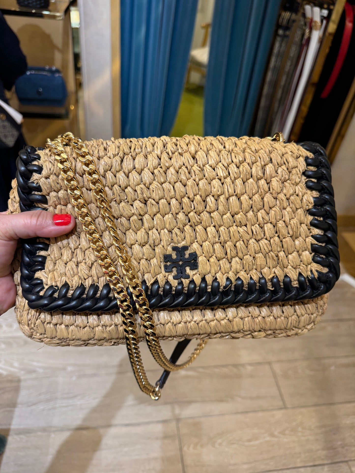 Tory Burch Emerson Raffia Shoulder&crossbody