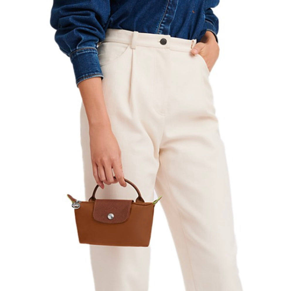 Le Pliage Green Mini Pouch Cognac/silver