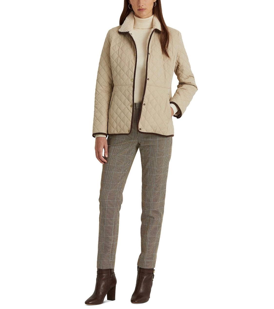 Women's Faux-Sherpa-Collar Quilted Coat