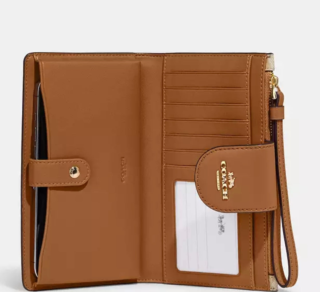 Phone Wallet In Colorblock Signature Canvas