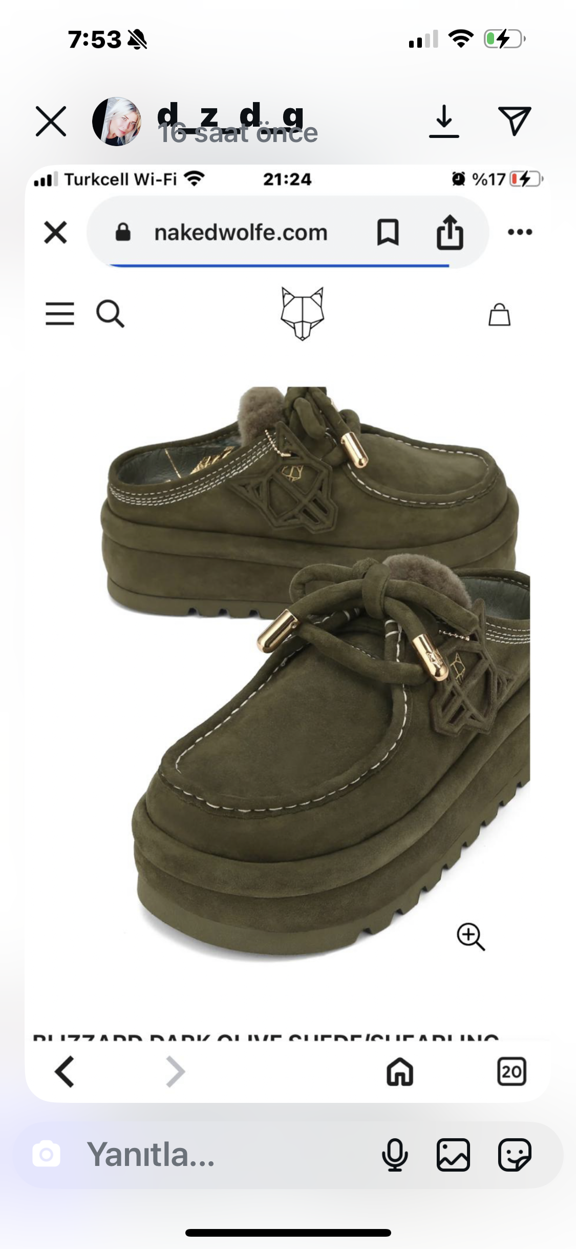 Naked Wolf BLIZZARD DARK OLIVE SUEDE/SHEARLING
