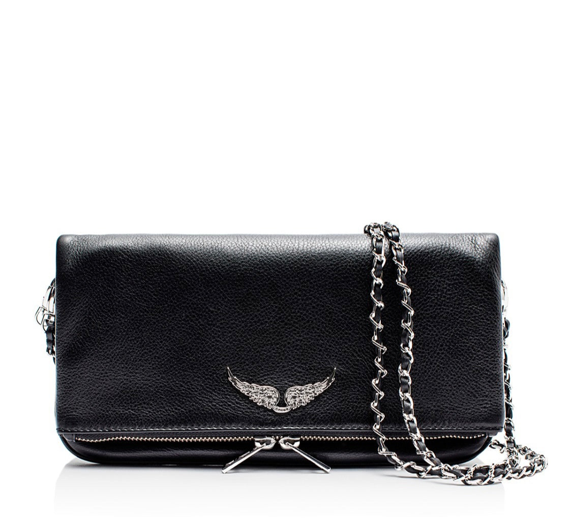ZADIG & VOLTAIRE Rock Leather Shoulder Bag / Silver