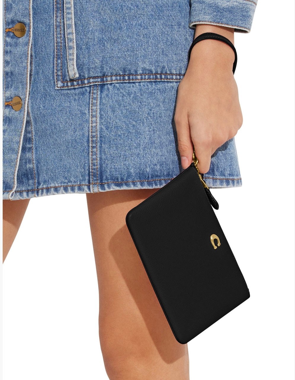 Coach Polished Pebble Leather Small Zip-Top Wristlet