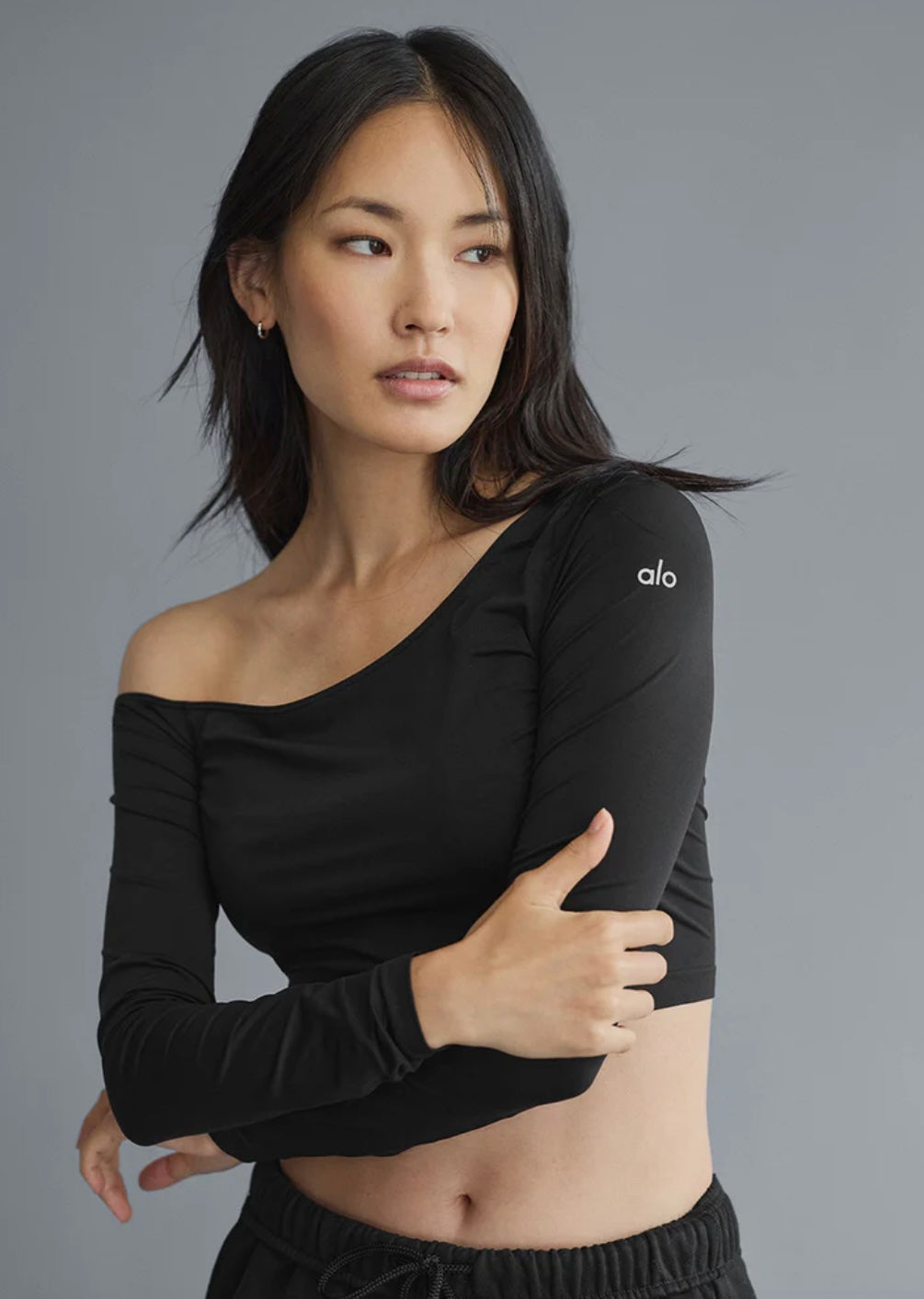 Asymmetric Sheer Glow Long Sleeve