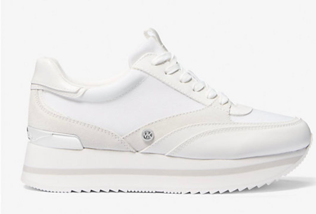 Mariah Mixed-Media Trainer/Optic white