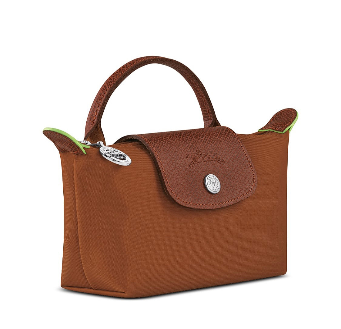 Le Pliage Green Mini Pouch Cognac/silver