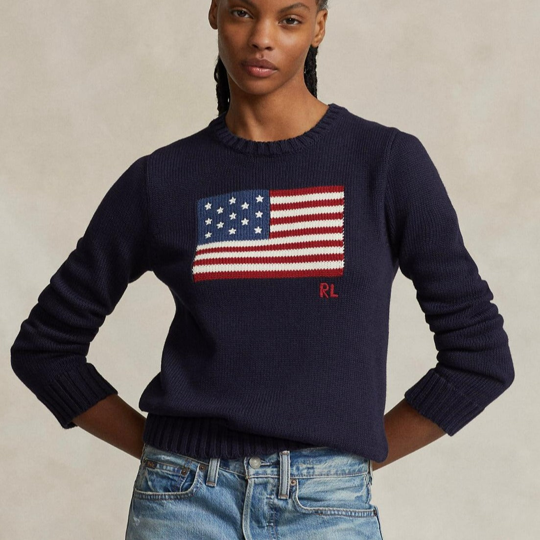 Genç bölümü Ralph Lauren bayraklı kazak