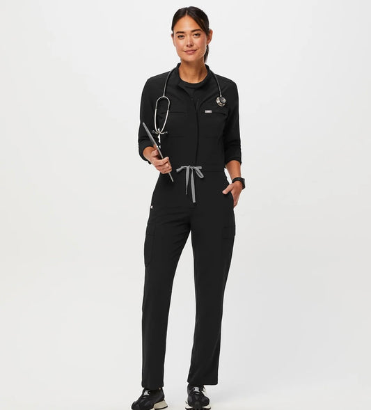 Chantal Cargo ScrubJumpsuit / Black