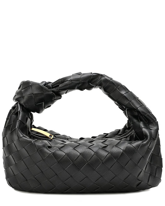 Woven Leather Pouch Black