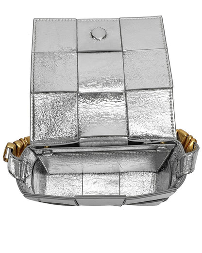 Woven Metallic Leather Crossbody