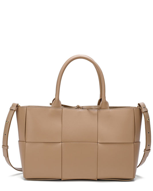 Woven Smooth Leather Tote