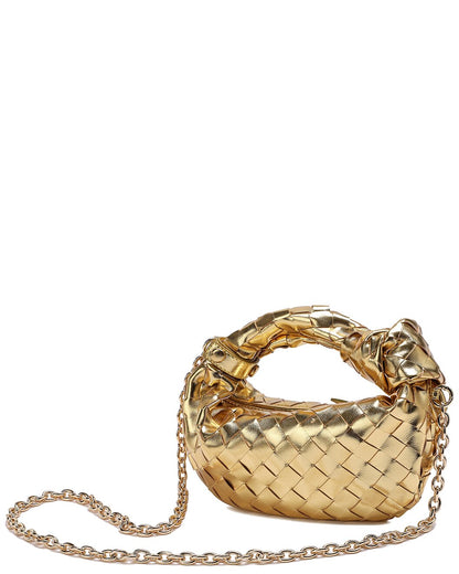 Woven Leather Knot Handle Crossbody