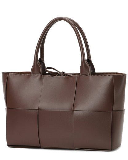 Woven Smooth Leather Tote