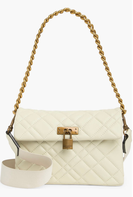 Kurt Geiger Brixton Lock convertible Crossbody bag/Krem rengi
