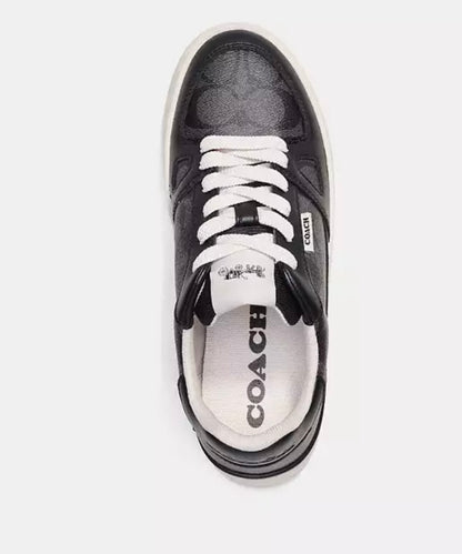 Clip Court Low Top Sneaker In Signature Canvas Charcoal/Black