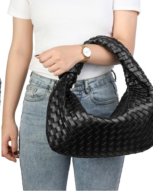 Large hand Woven leather pouch