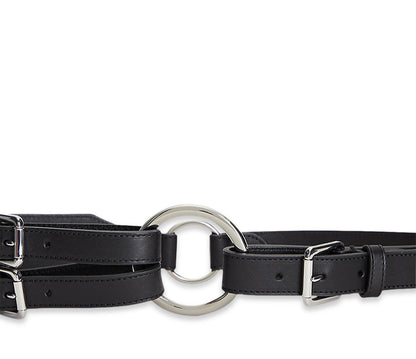 Ralph Lauren kemer Tri Strap Leather Belt /siyah