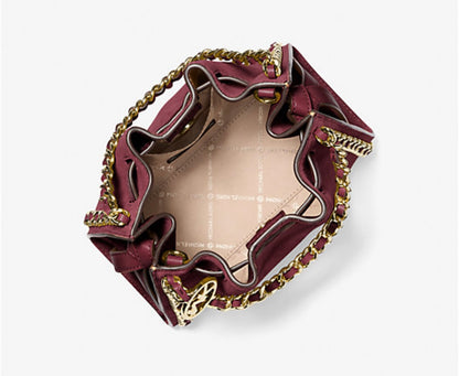 Mina Small Suede Logo Chain Crossbody Bag