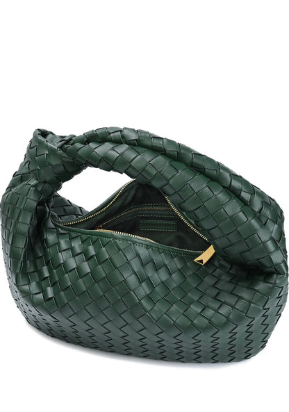 Large hand woven leather pouch
