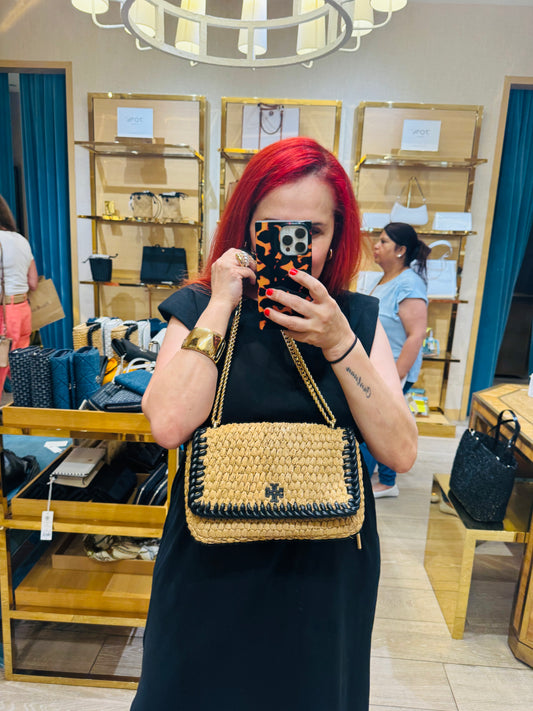 Tory Burch Emerson Raffia Shoulder&crossbody