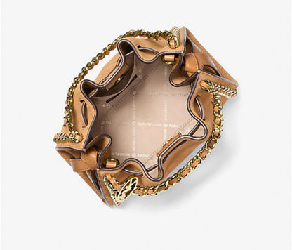 Mina Small Suede Logo Chain Crossbody Bag