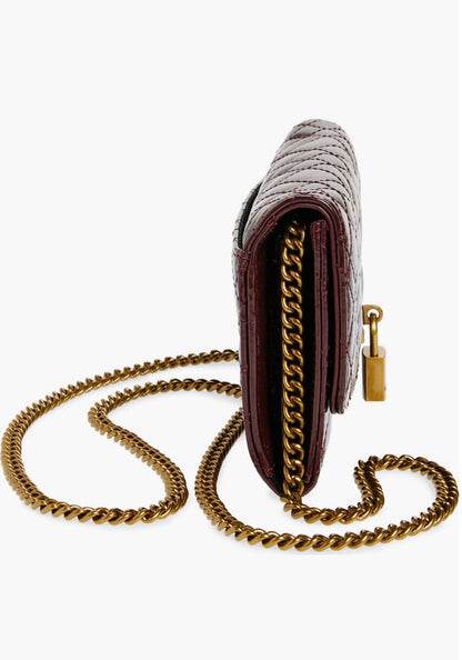 Kurt Geiger Brixton leather chain wallet /Bordo